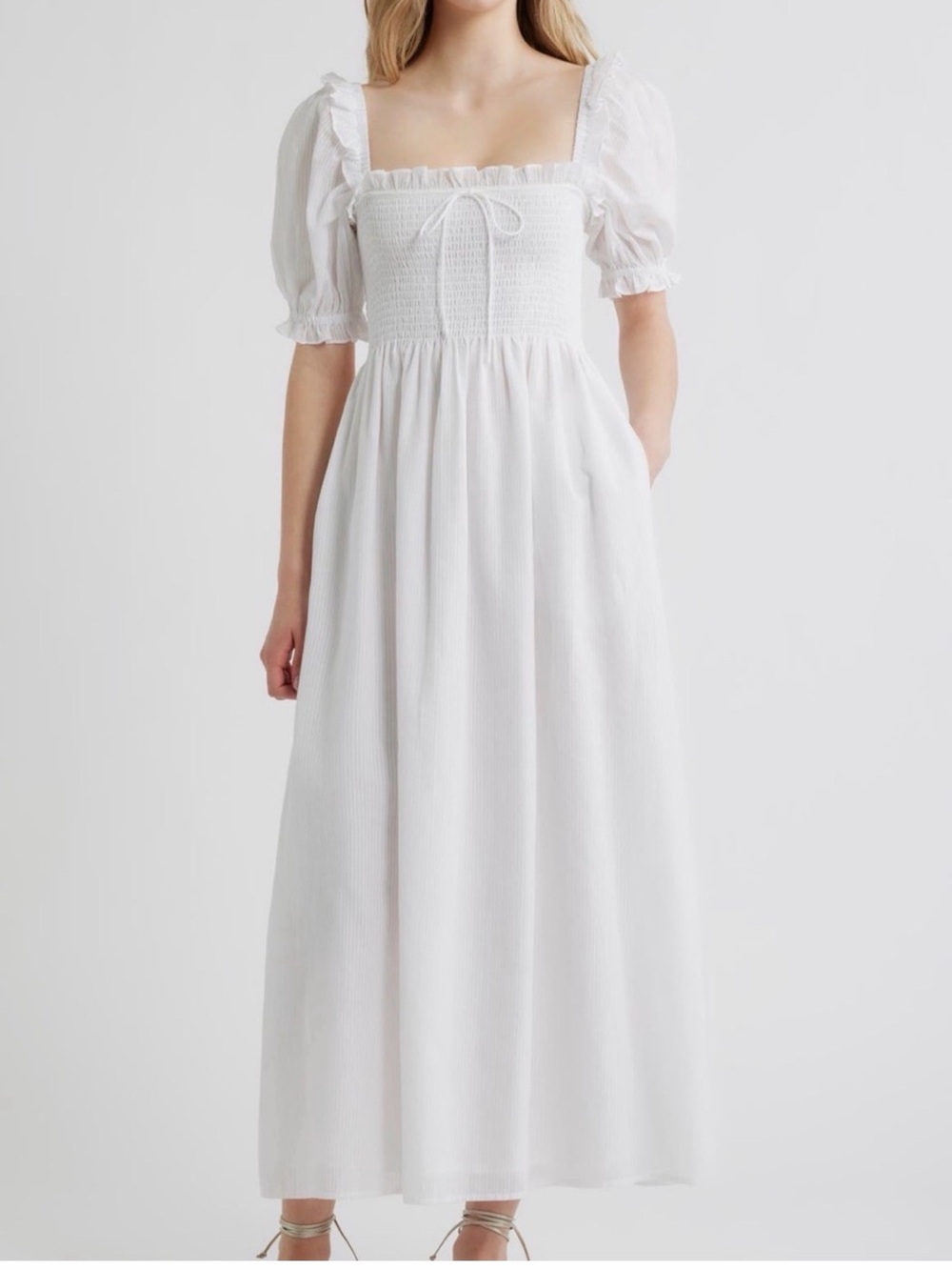 Hill House Home The Scarlett Nap Fit & Flare Midi Dress M white
